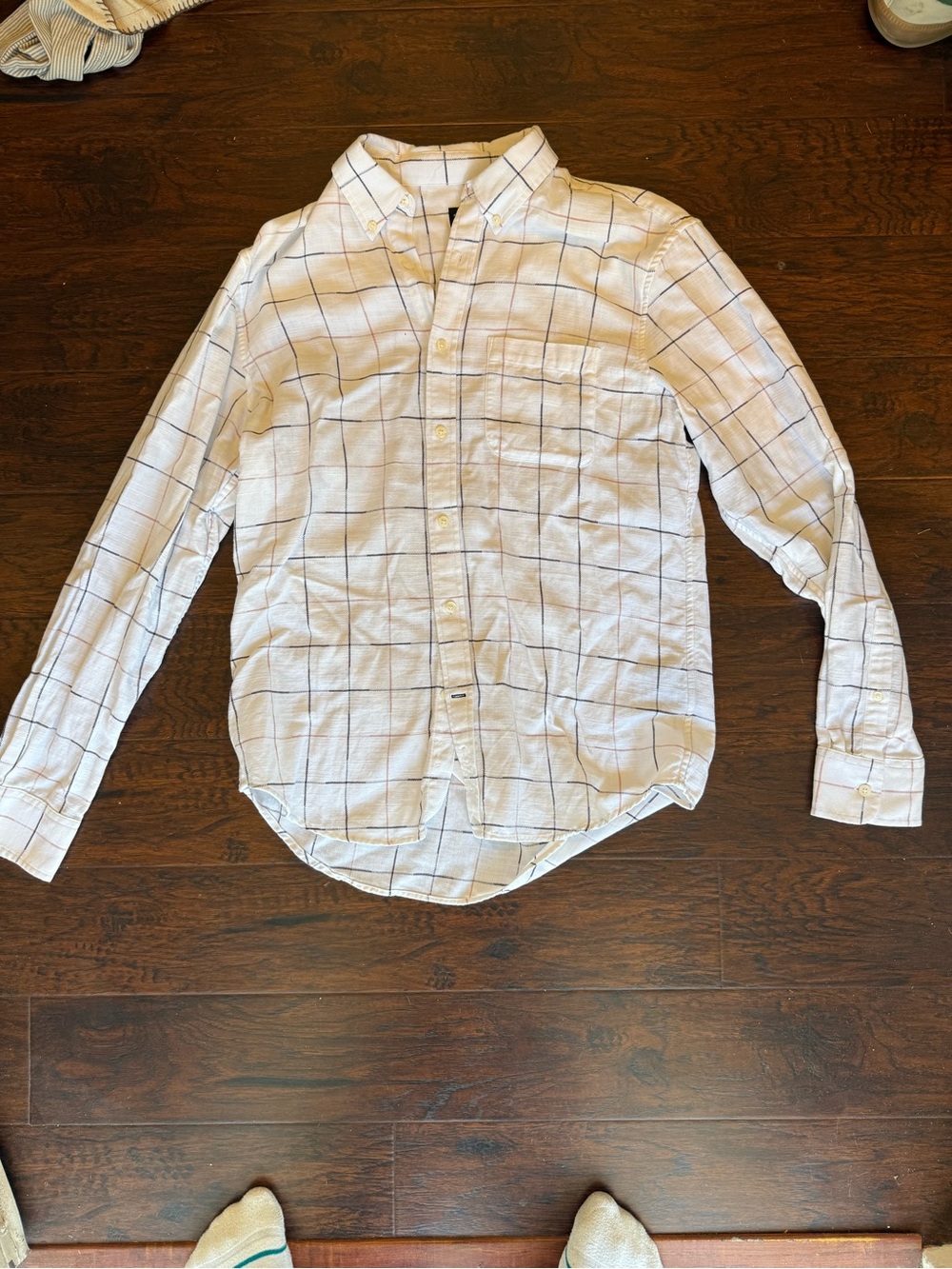 Club Monaco White Shirt with Navy Windowpane Check
